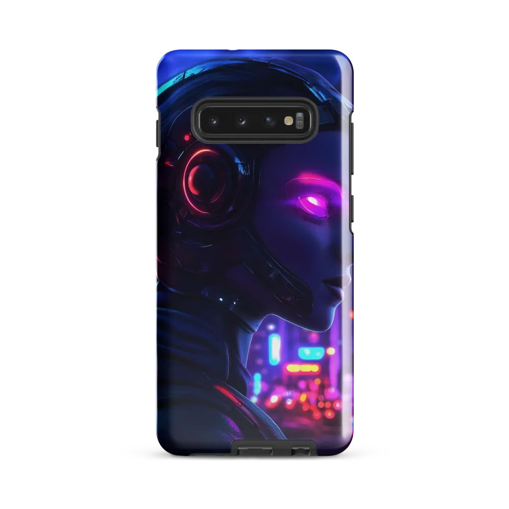 Neon Dreams: A Cyborg's Mystique | Phone Case |  S10 Plus | Tough Case | Glossy