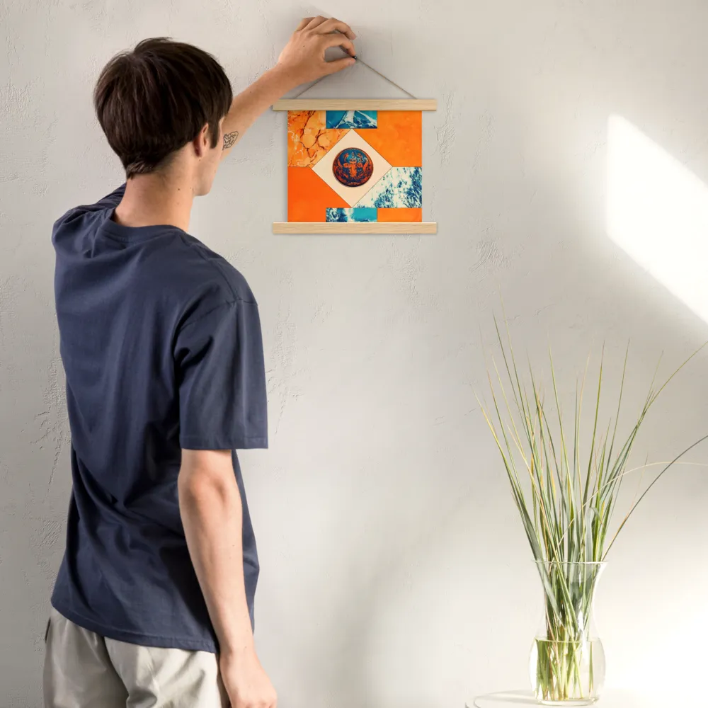Harmonious Encounters: Abstract Geometry | Poster With Oak Wood Hanger | 10″×10″