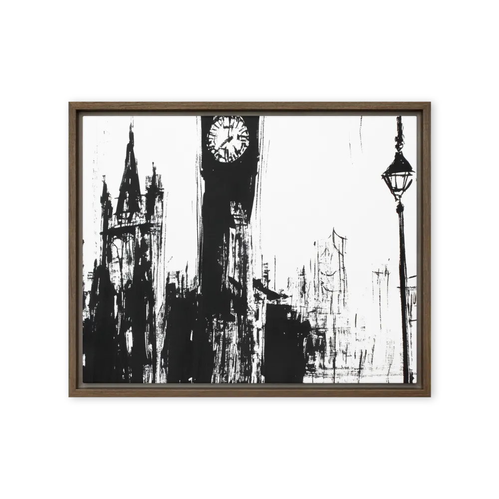 Clock Tower in Motion | Canvas with Brown Frame | 16″×20″