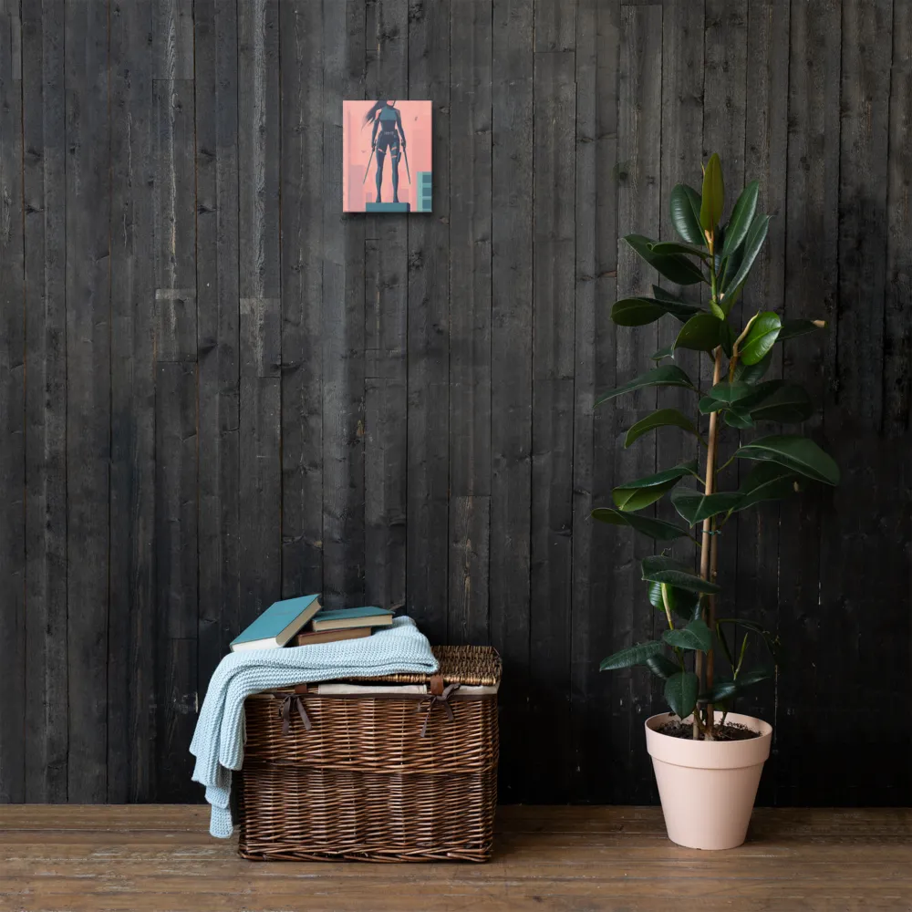 Urban Sentinel: A Warrior's Stand | Thin Canvas | 8″×10″