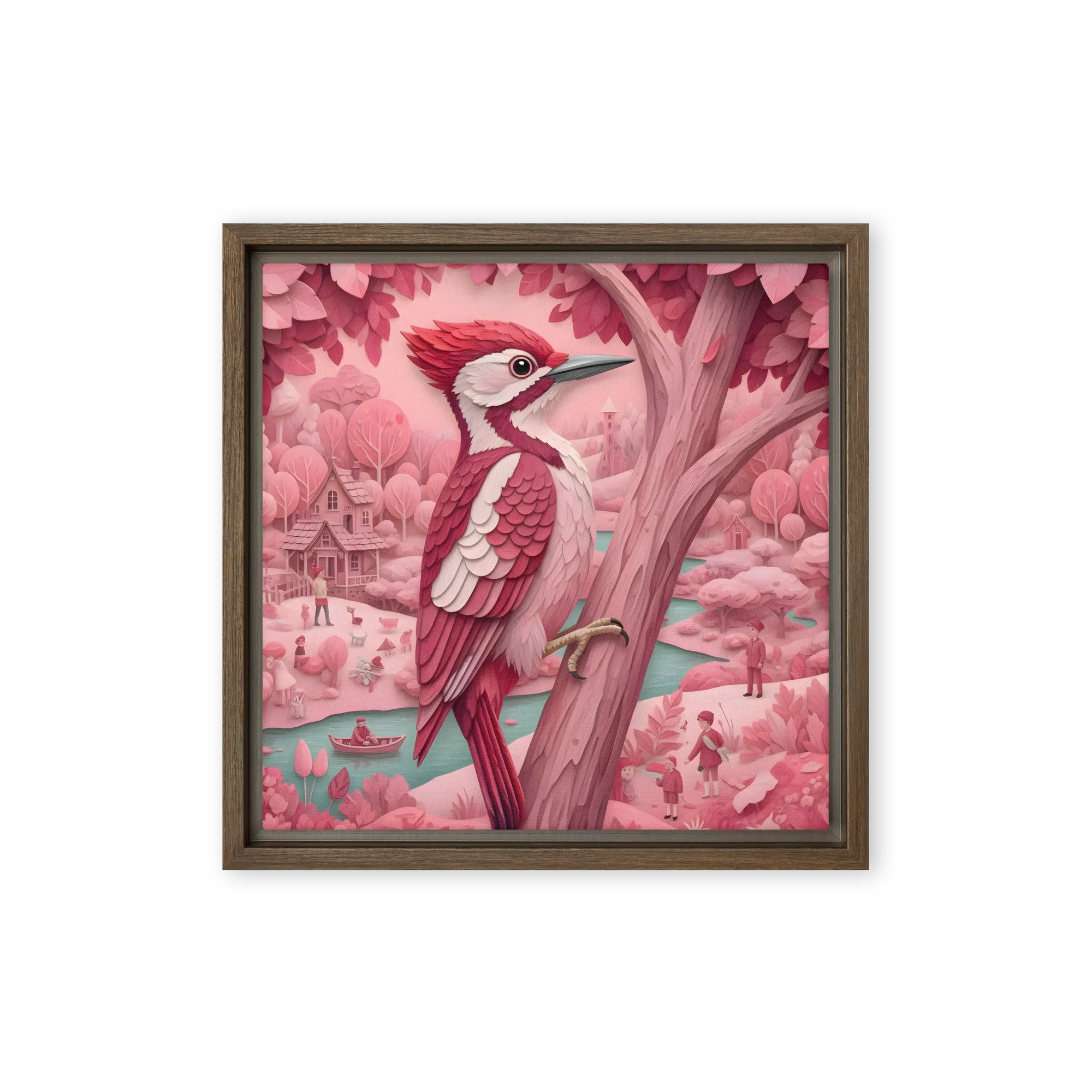 Rosewood Woodpecker 
 Canvas with Brown Frame