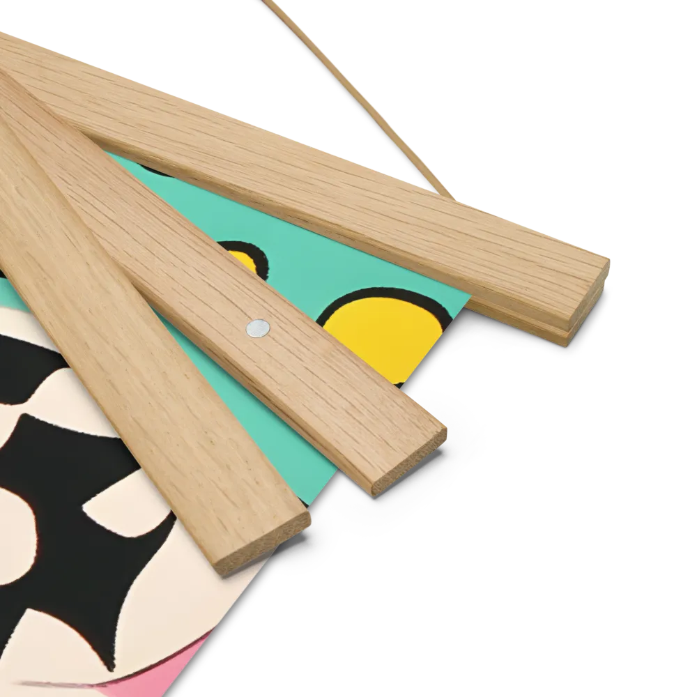 Joyful Geometry: A Playful Dance of Shapes and Colors | Poster With Oak Wood Hanger | 18″×18″