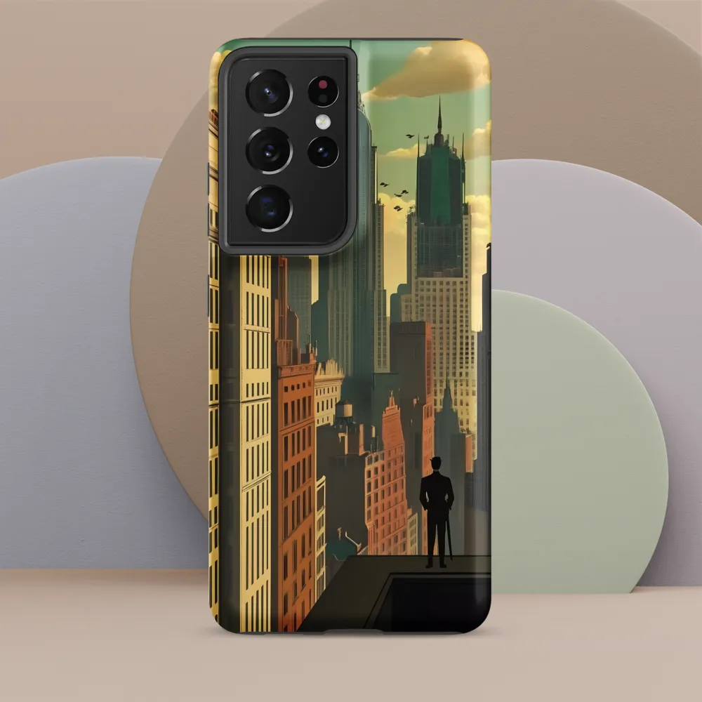 Urban Dreams: A Silhouette in Art Deco Cityscape