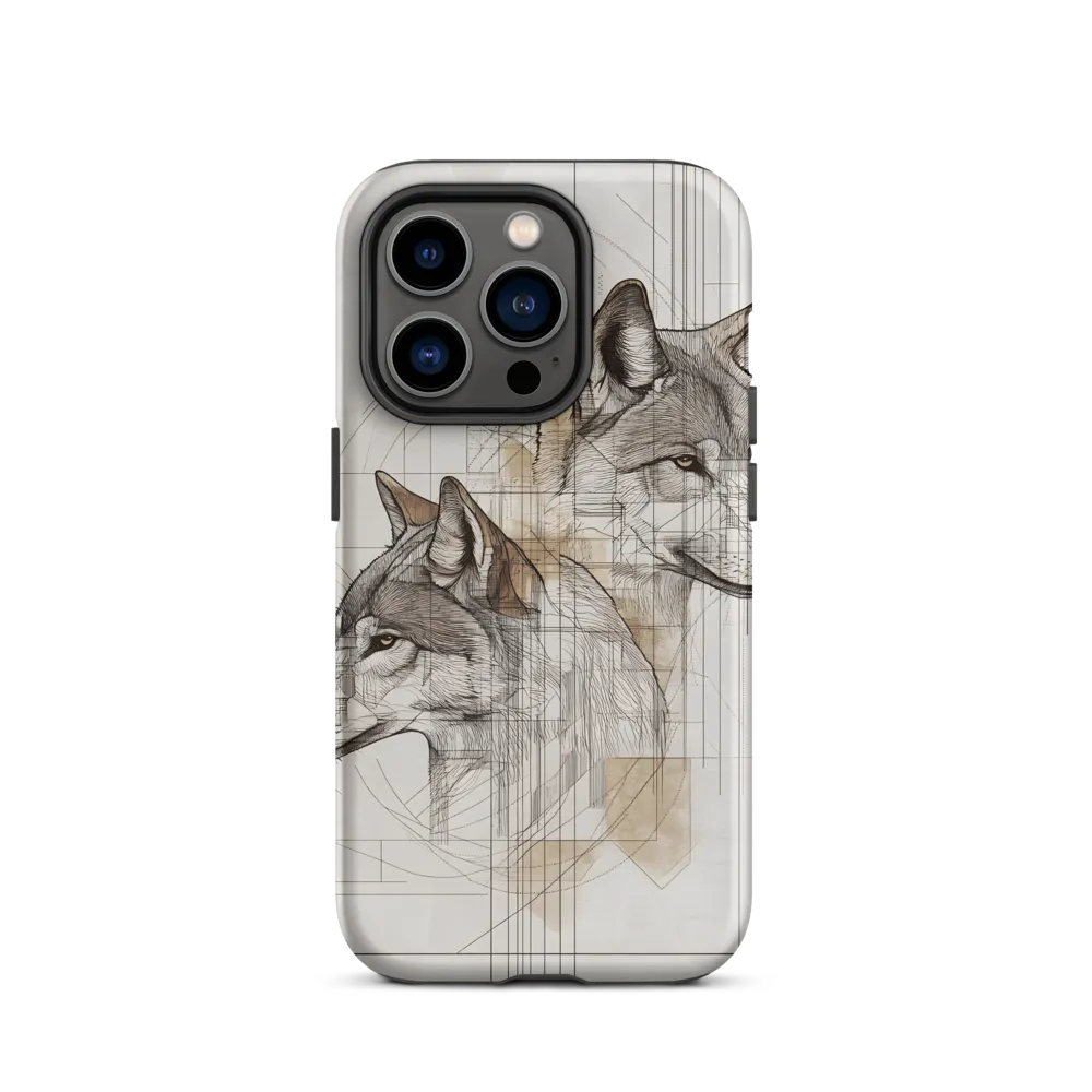 Geometric Harmony: The Essence of Wolves | Phone Case |  14 Pro | Tough Case | Matte