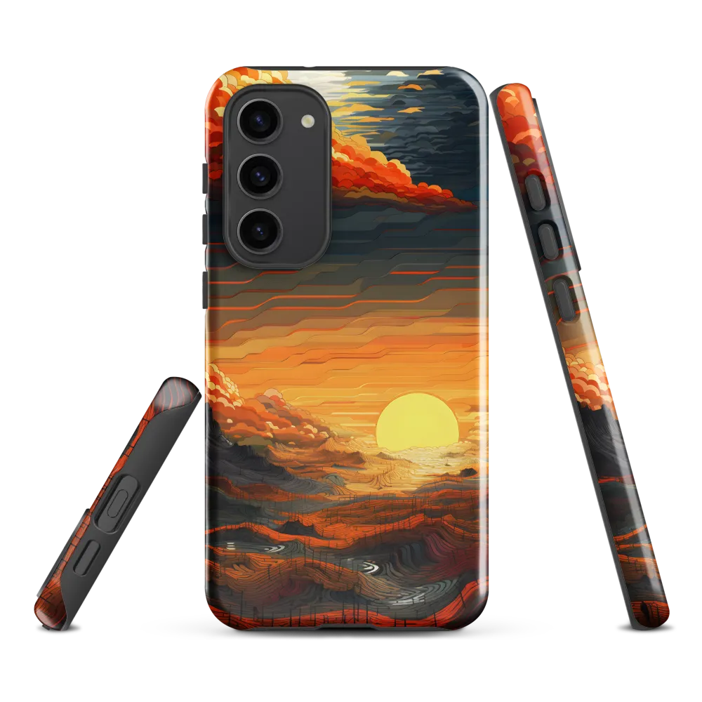 Ethereal Sunset: A Serene Landscape in Flowing Forms | Phone Case |  S23 Plus | Tough Case | Glossy