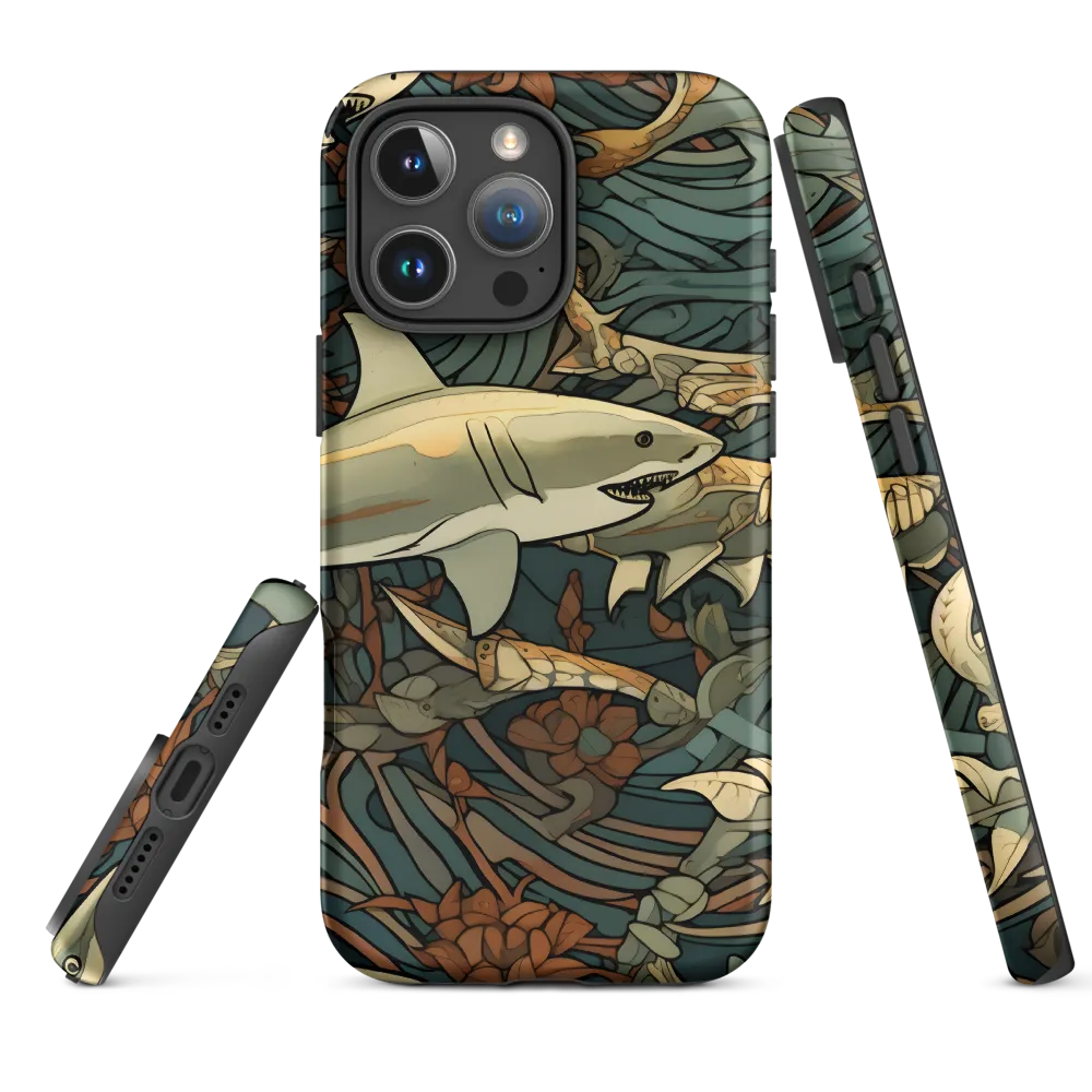 Dynamic Harmony of Sharks and Flora | Phone Case |  16 Pro Max | Tough Case | Matte
