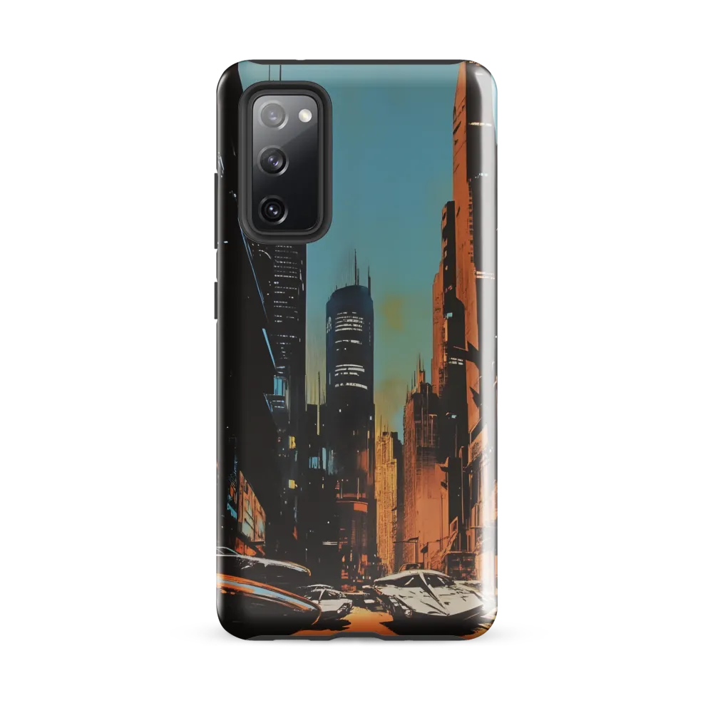 Futuristic Cityscape in Blue and Orange