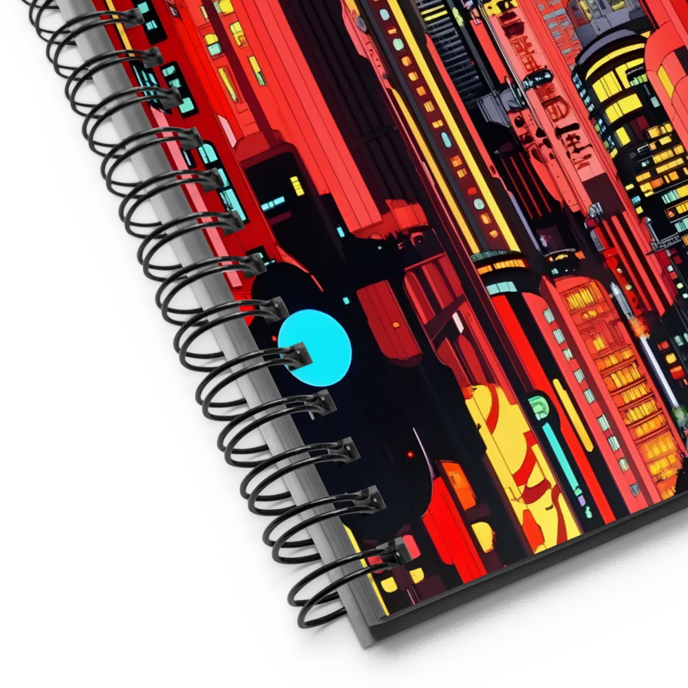 Neon Dreams: A Cyberpunk Cityscape | Spiral Notebook