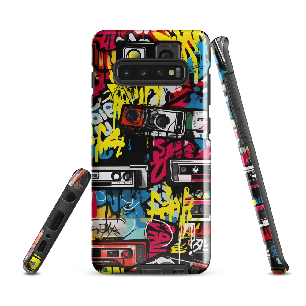 Urban Nostalgia: A Retro Cassette Explosion | Phone Case |  S10 Plus | Tough Case | Glossy