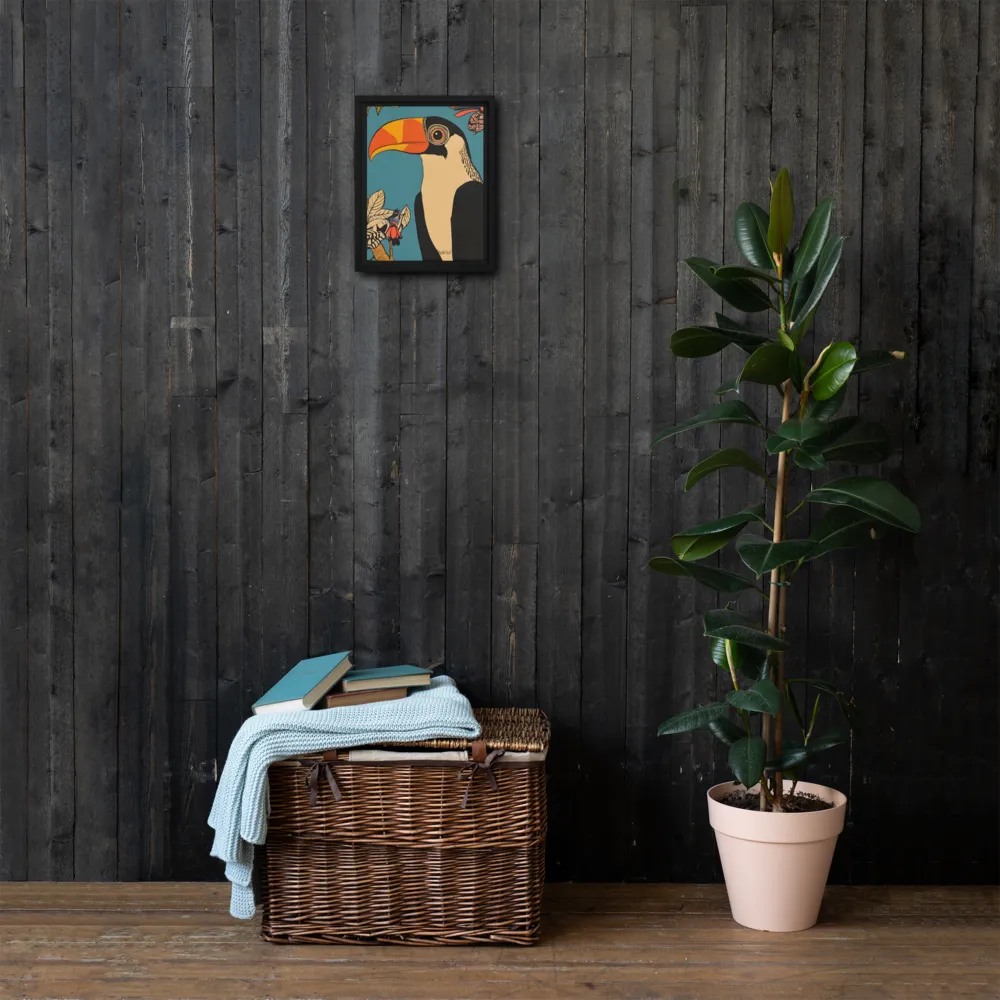Tropical Majesty: The Toucan at Rest | Canvas with Black Frame | 9″×12″