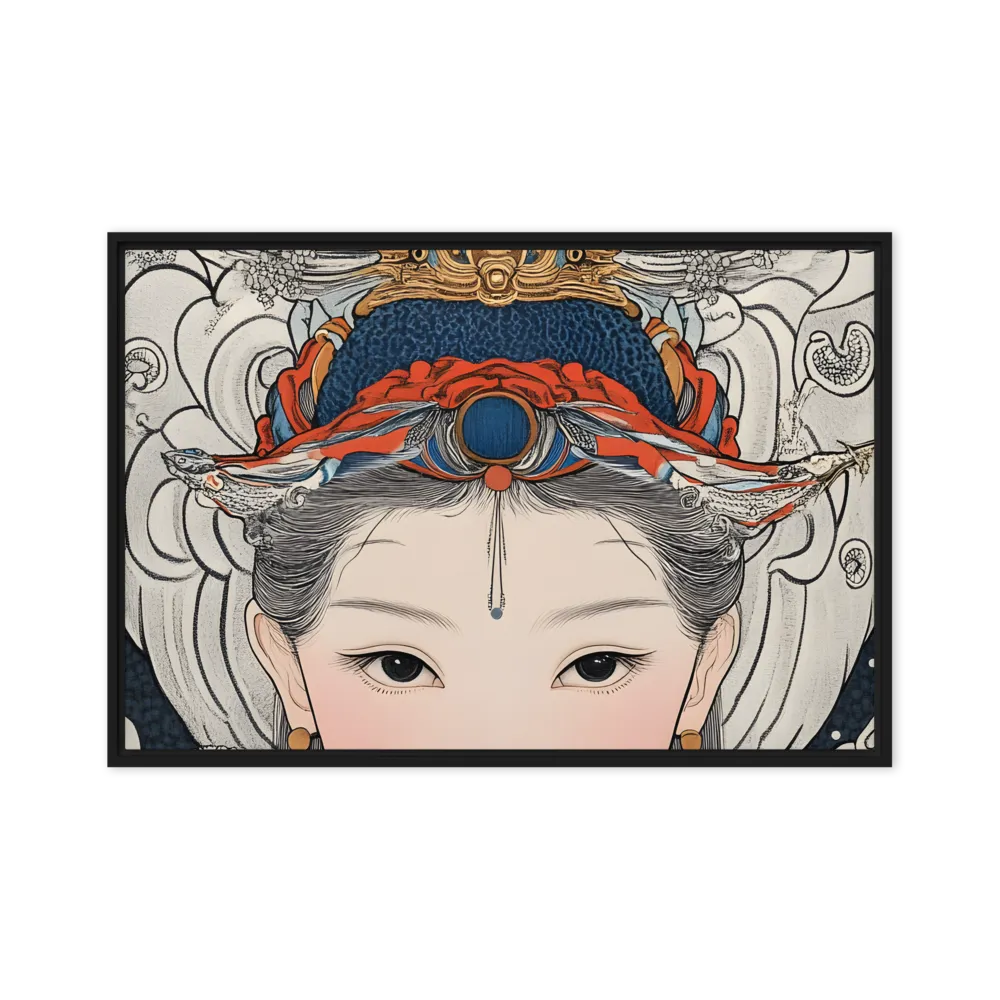 Serenity in Myth: A Traditional Portrait | Canvas with Black Frame | 24″×36″