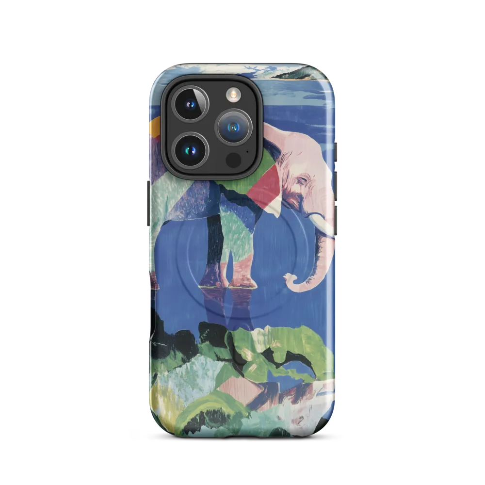 Serenity in Color: The Elephants of Reflection | Phone Case |  16 Pro | MagSafe® Tough Case | Glossy