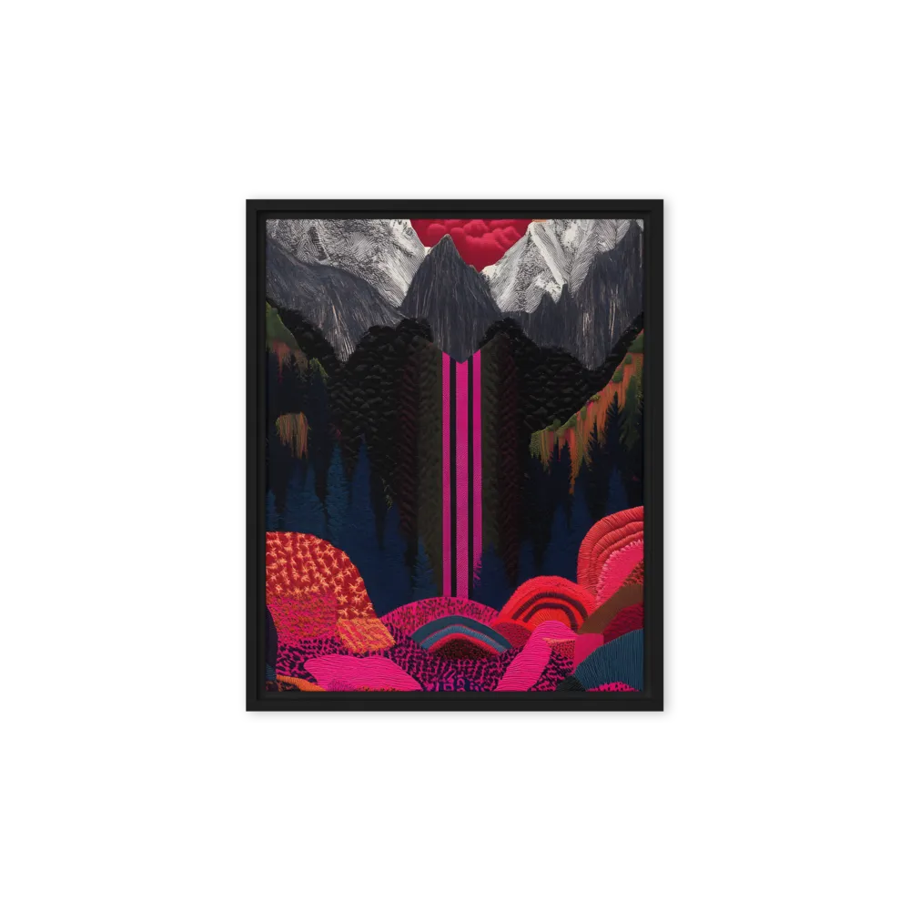 Ethereal Cascade: A Surreal Landscape | Canvas with Black Frame | 8″×10″