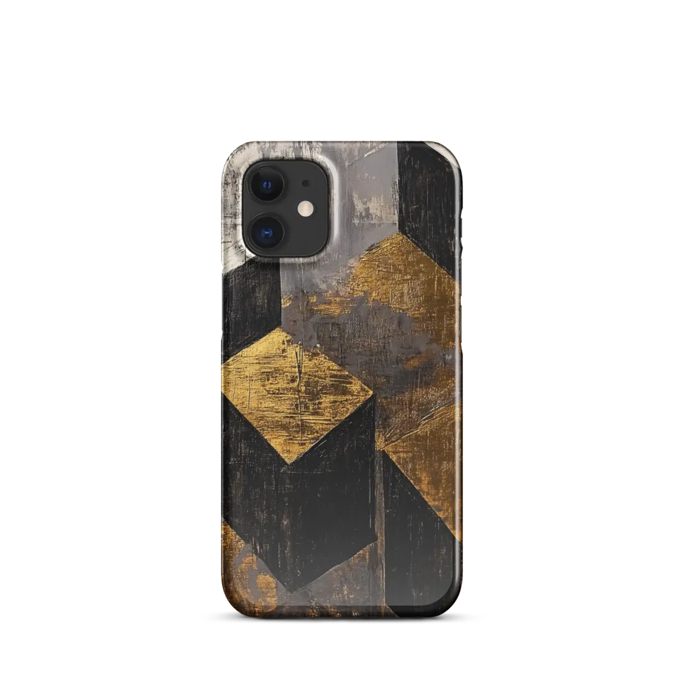 Geometric Harmony in Gold and Black | Phone Case |  12 Mini | Snap Case | Glossy