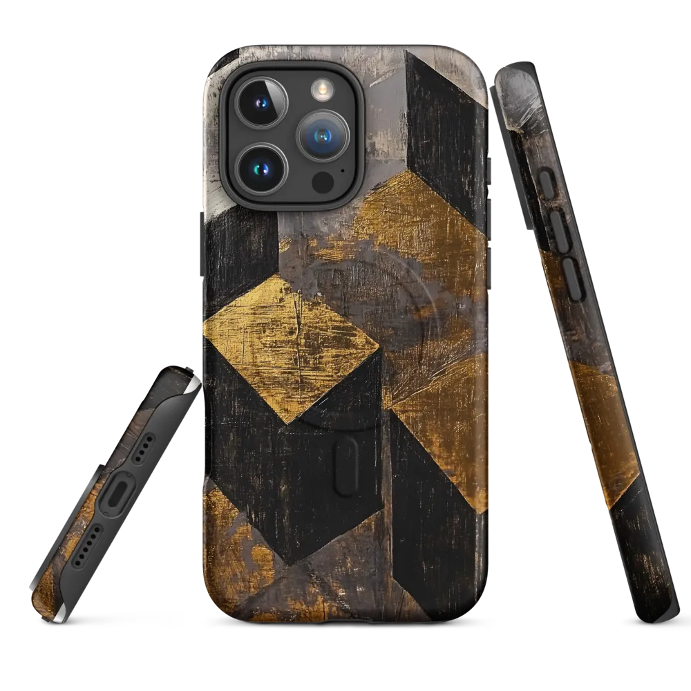 Geometric Harmony in Gold and Black | Phone Case |  16 Pro Max | MagSafe® Tough Case | Matte