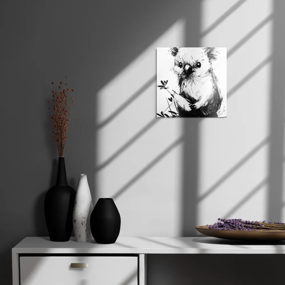Whimsical Koala in Ink | Metal Print | 12″×12″
