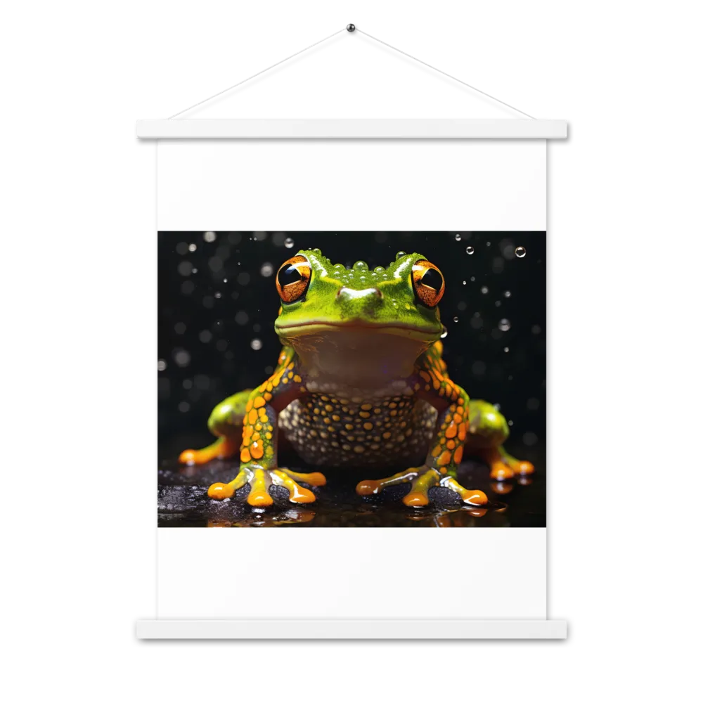 Emerald Elegance: The Frog in Focus | Poster With White Wood Hanger | 18″×24″
