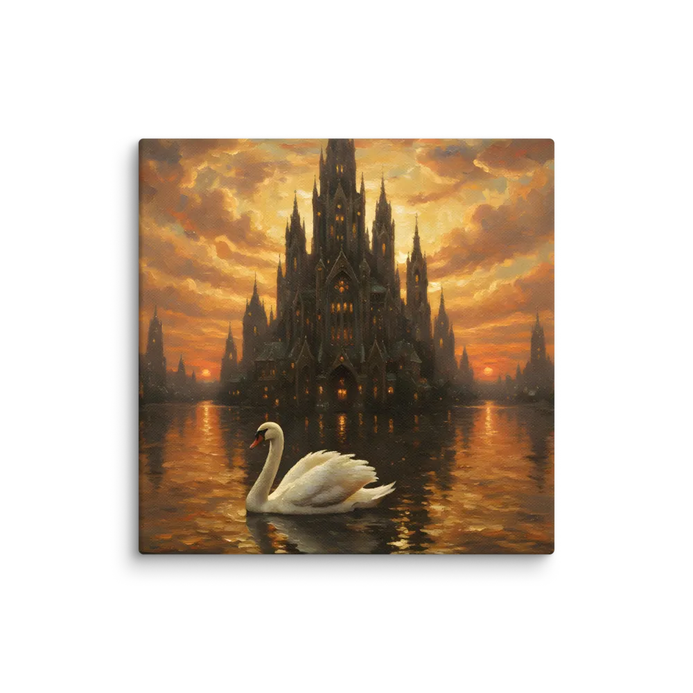 Swan at Gothic Sunset 
 Canvas | 10″x 10″