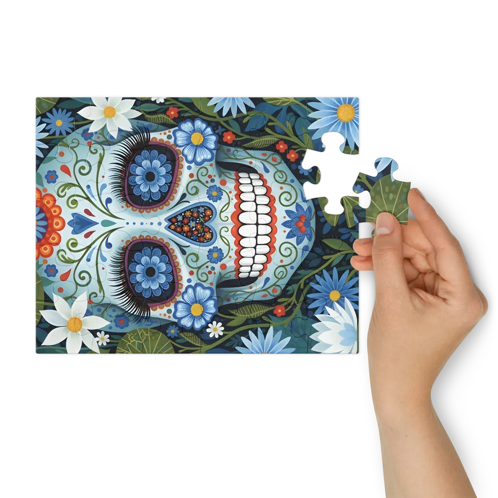 Botanical Sugar Skull 
 Jigsaw Puzzle in Tin Box