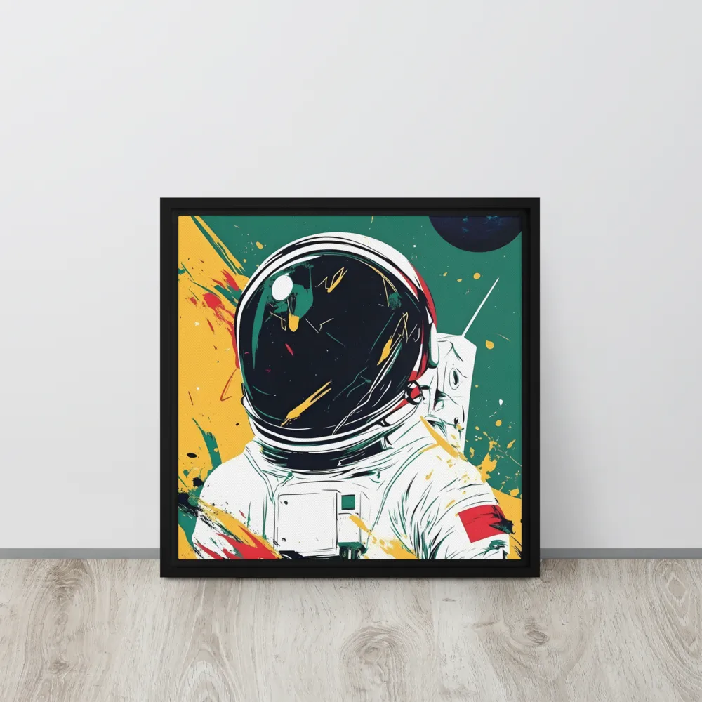 Galactic Explorer: A Modern Odyssey | Canvas with Black Frame | 16″×16″