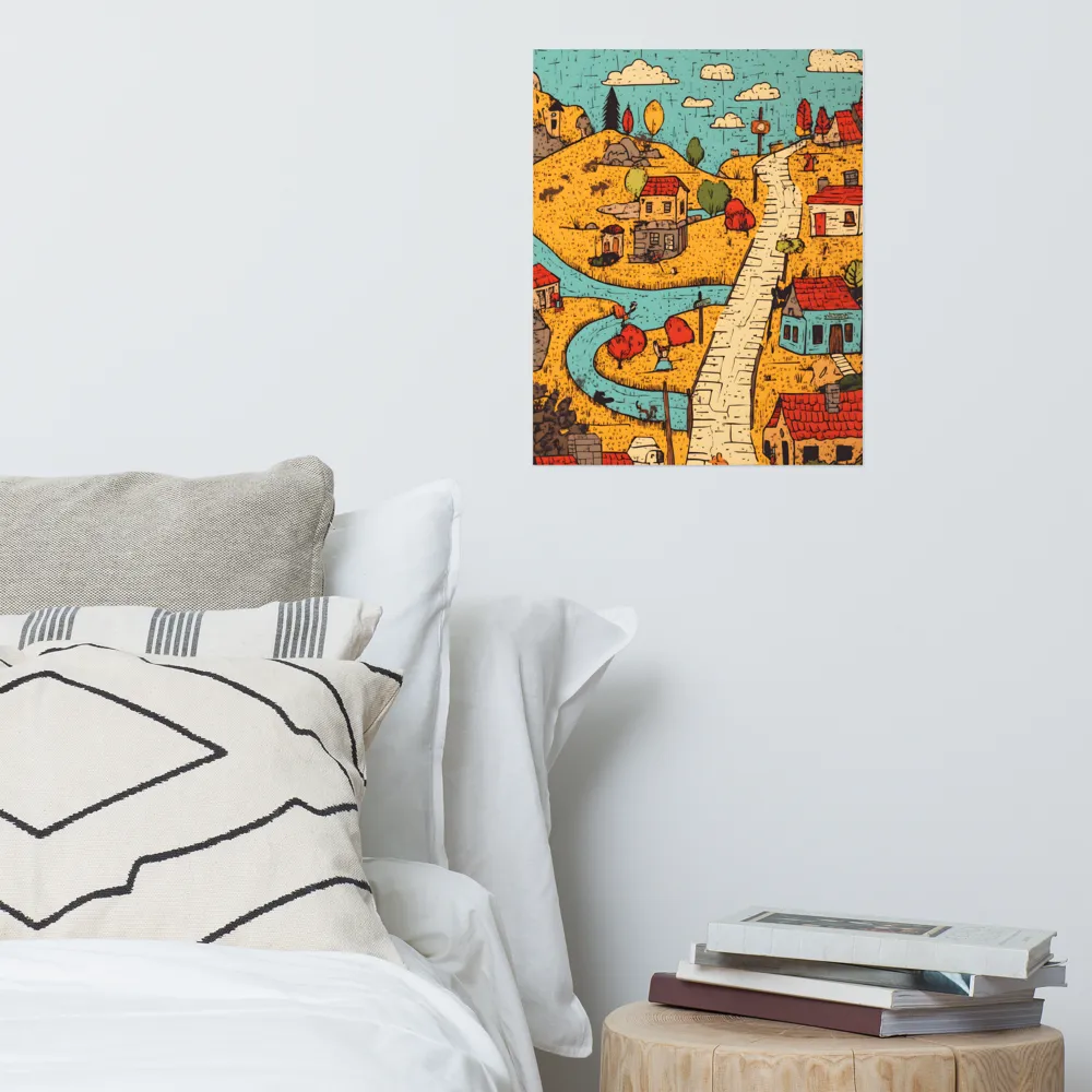 Whimsical Village Landscape | Poster | 16″×20″