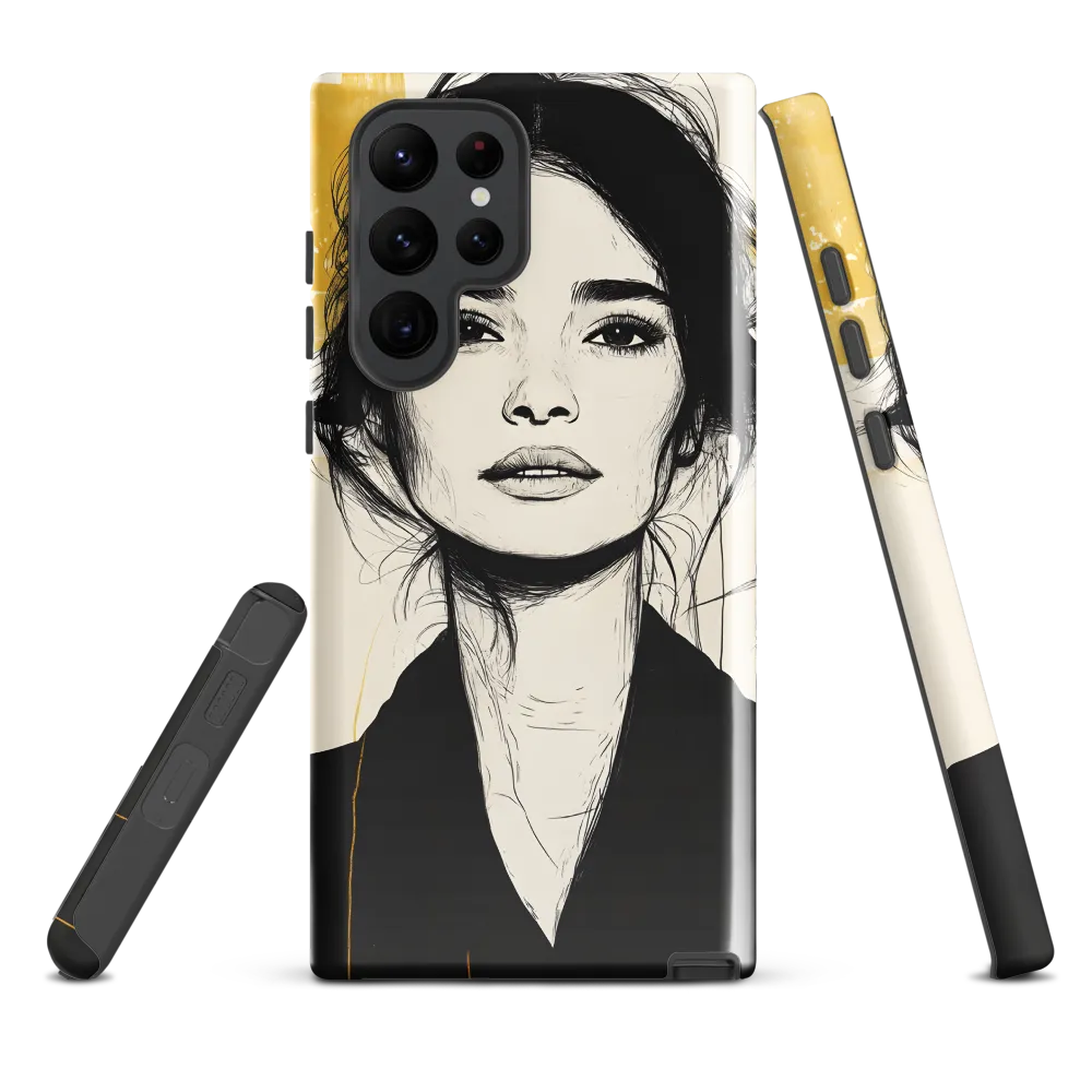 Ink Portrait with Mustard Accents