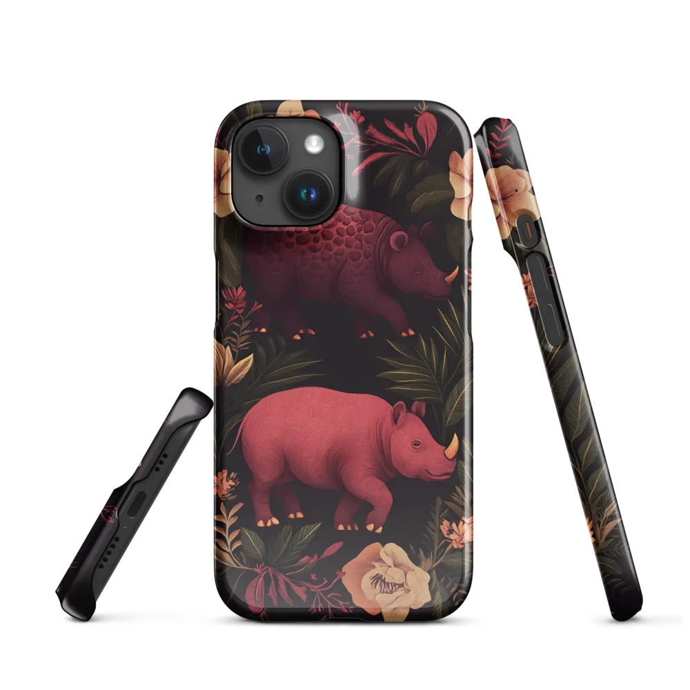 Rhinos in Floral Embrace