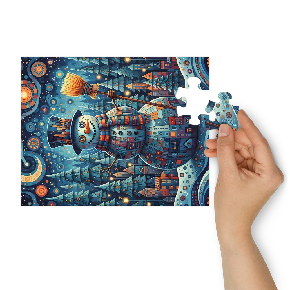 Mosaic Snowman 
 Jigsaw Puzzle in Tin Box
