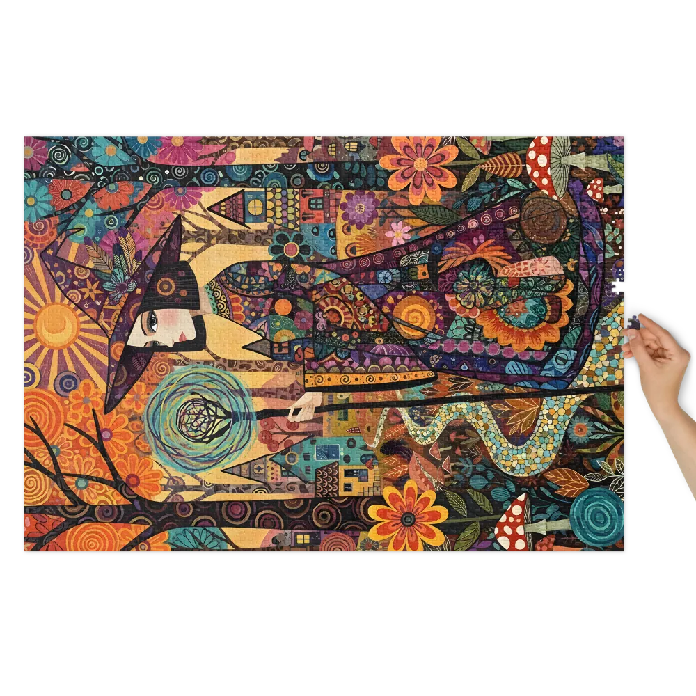 The Witch's Enchanted Journey 
 Jigsaw Puzzle in Tin Box