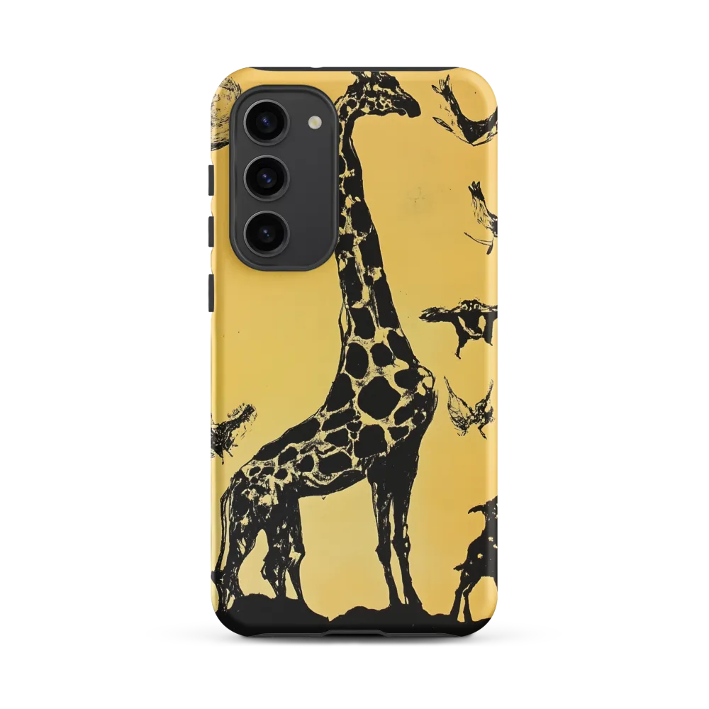 Whimsical Harmony of Giraffe and Birds