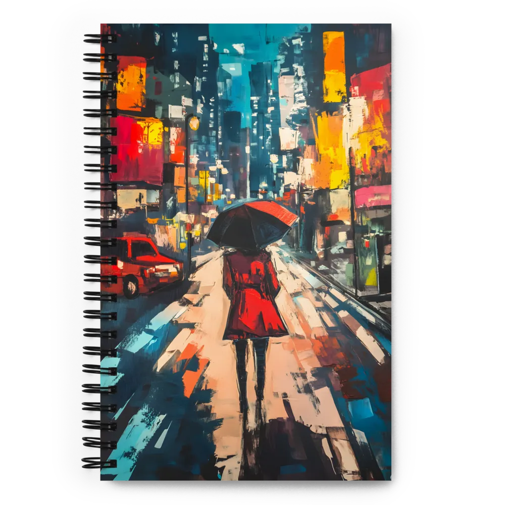 Urban Reflections on a Rainy Night | Spiral Notebook