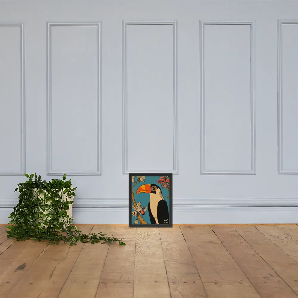 Tropical Majesty: The Toucan at Rest | Poster with Black Frame | 11″×14″