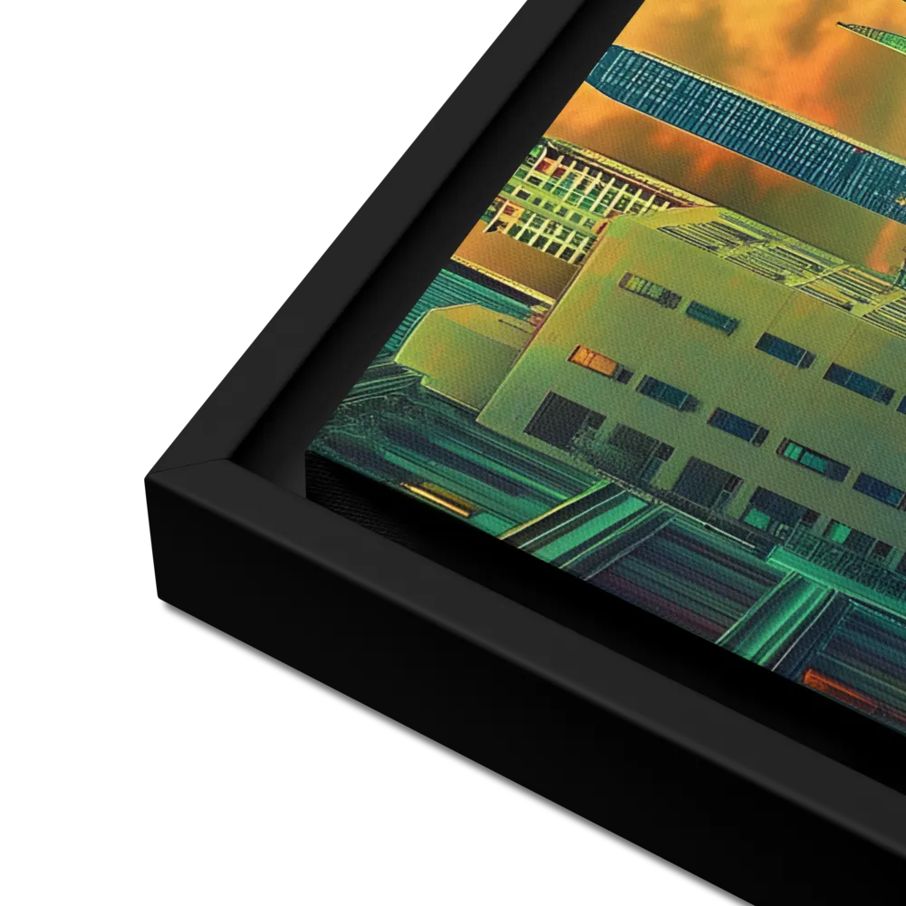 Urban Surrealism: Neon Dreams | Canvas with Black Frame | 16″×20″