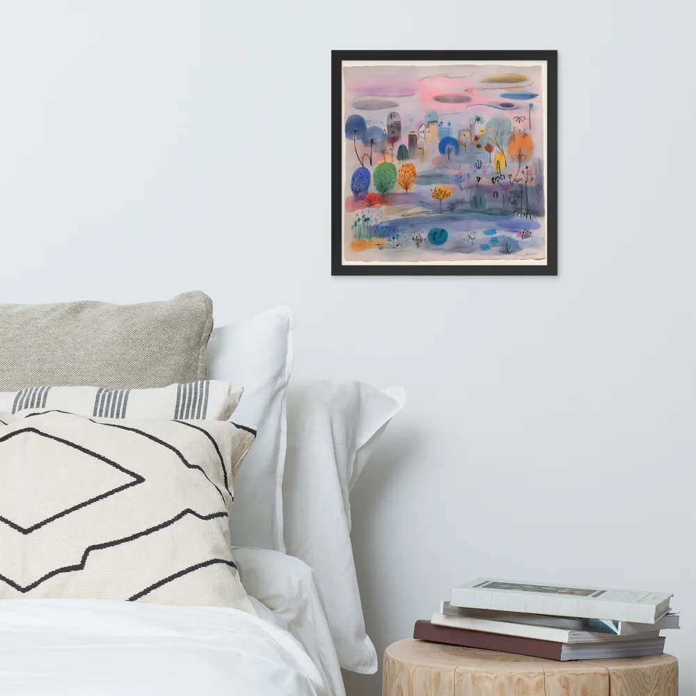 Dreamscape Village 
 Poster with Black Frame | 16″x 16″