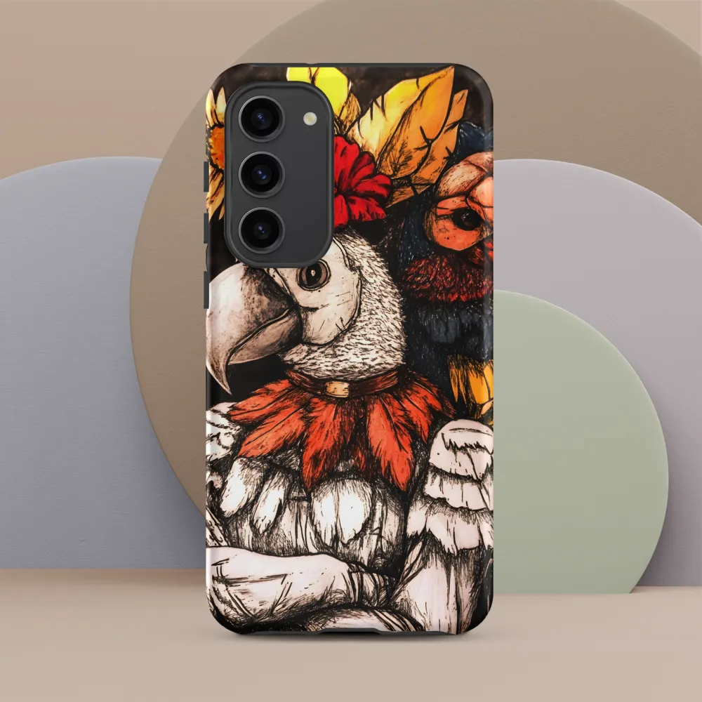 The Surreal Guardian: A Dance of Feathers and Flowers