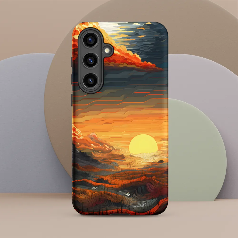 Ethereal Sunset: A Serene Landscape in Flowing Forms | Phone Case |  S24 Plus | Tough Case | Matte