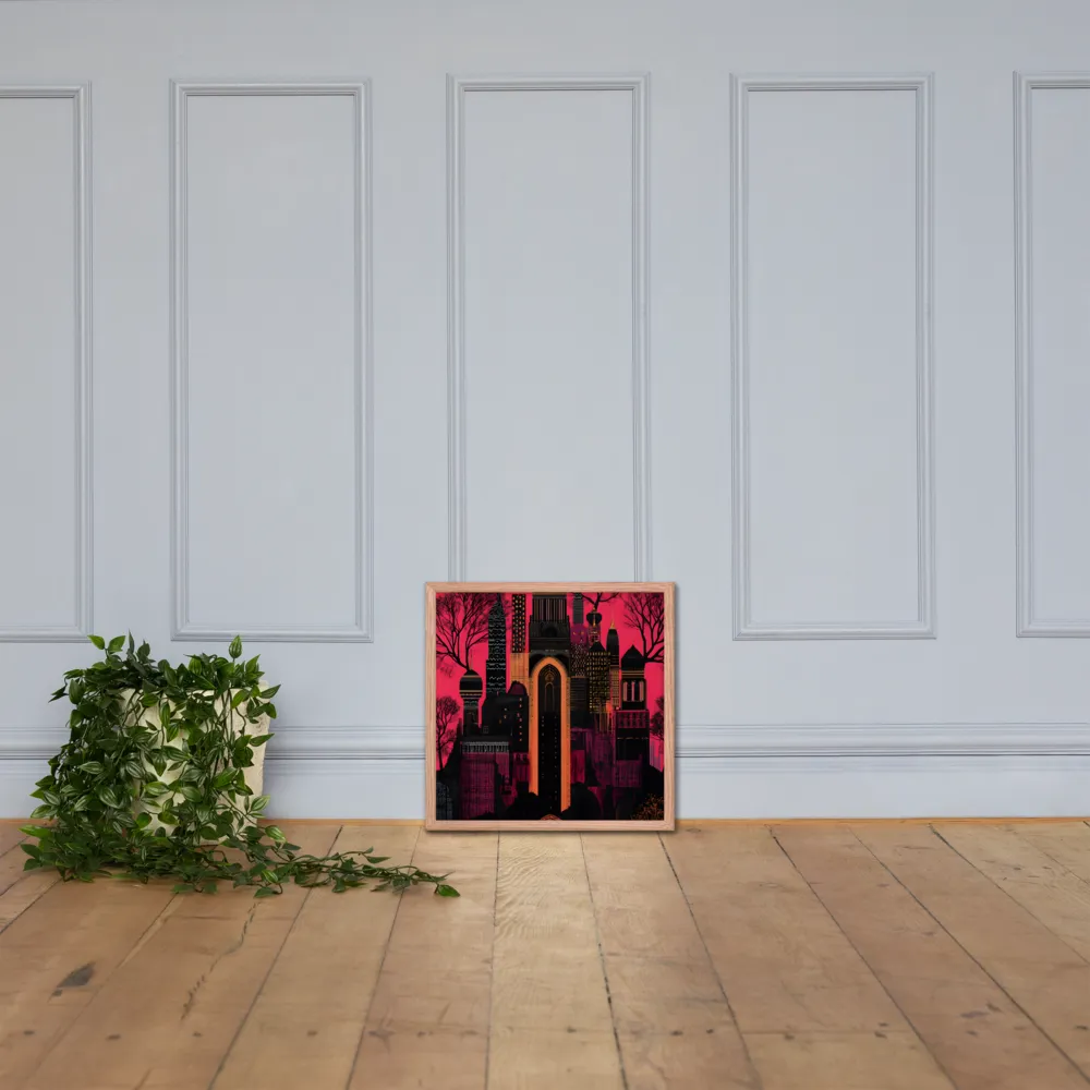 Urban Reverie | Poster with Red oak Frame | 18″×18″