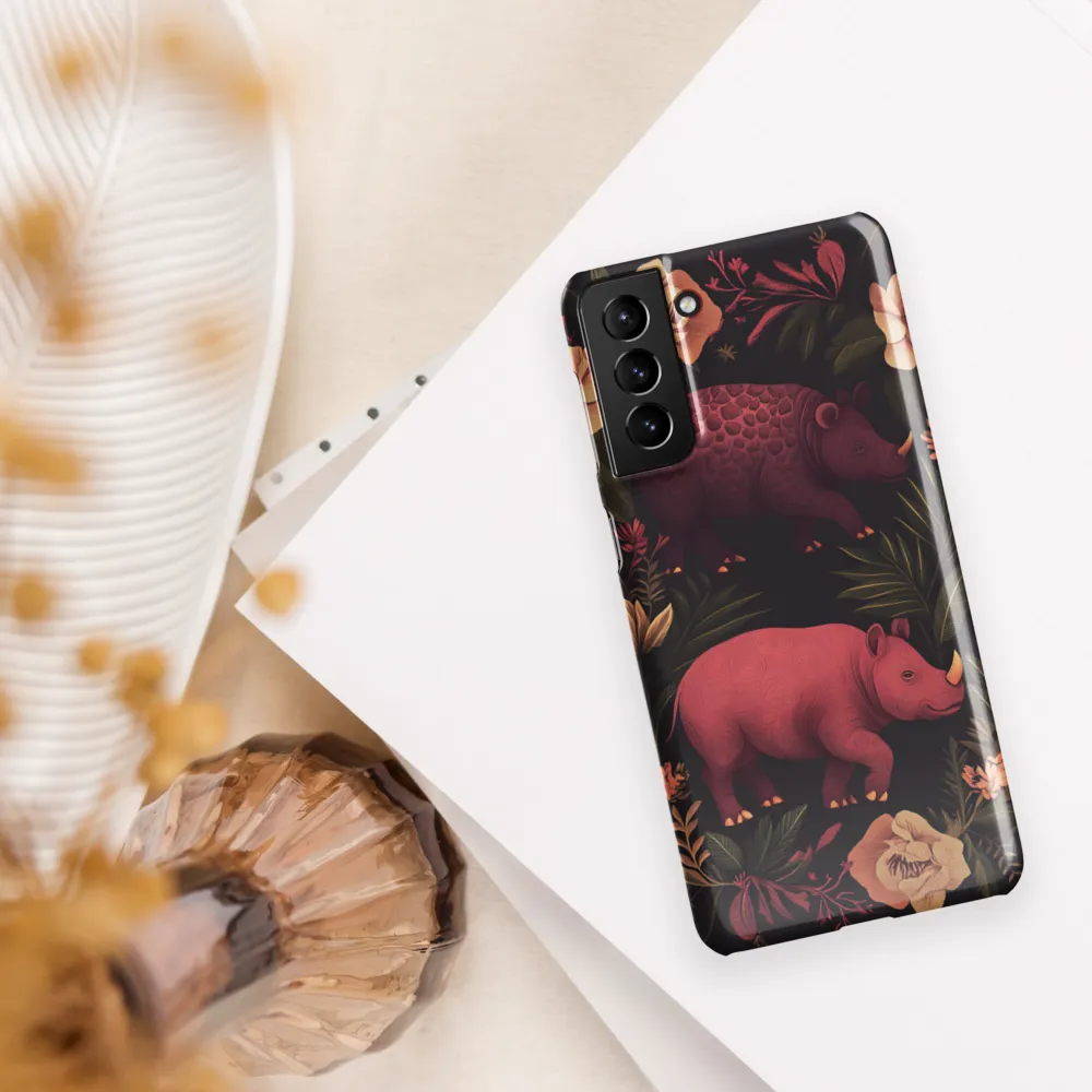Rhinos in Floral Embrace