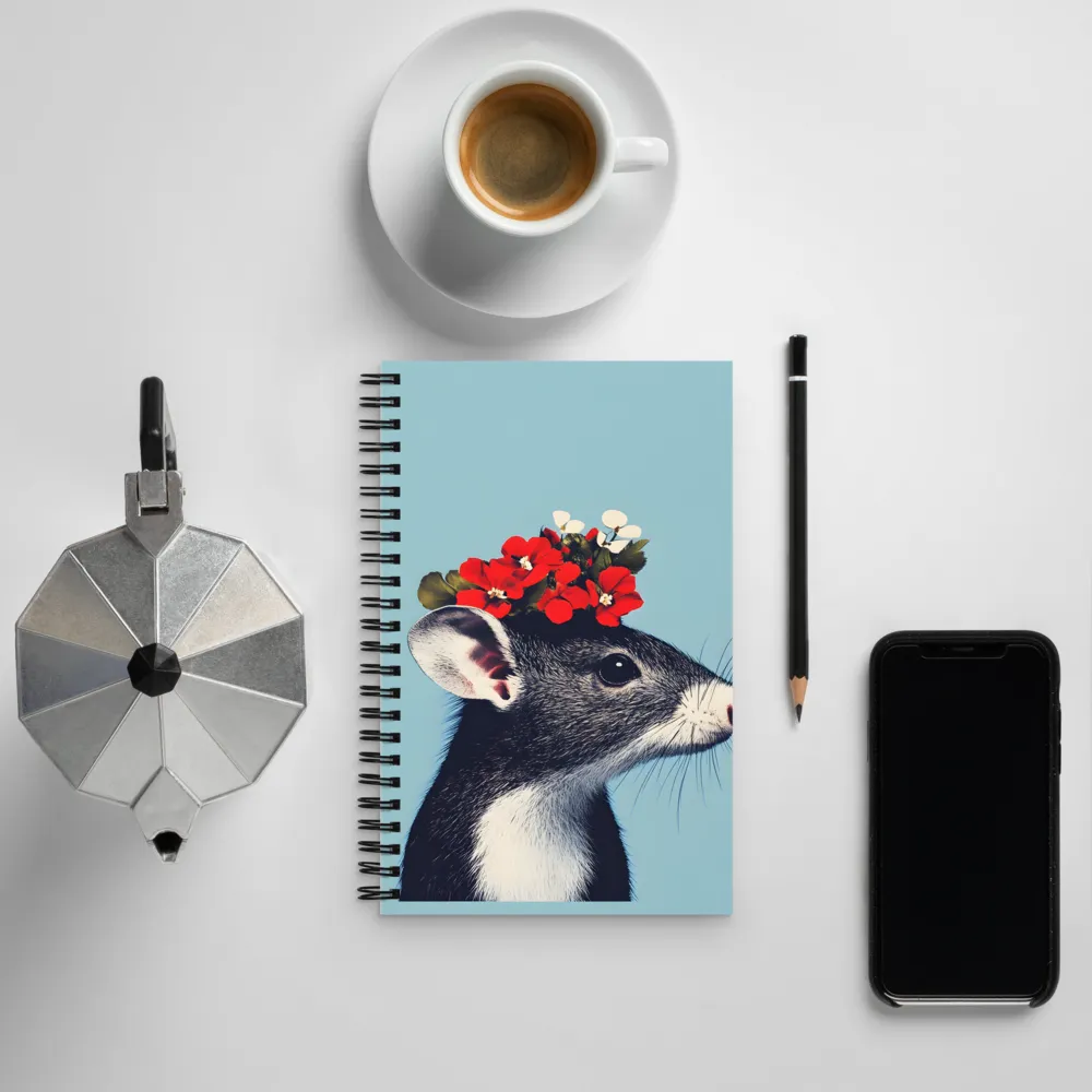 Whimsical Flora: A Mouse's Floral Crown | Spiral Notebook