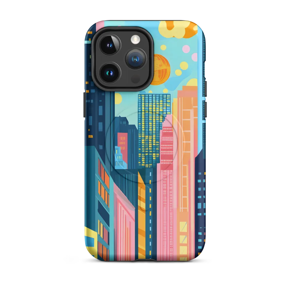 Cyan Skyline with Golden Orb