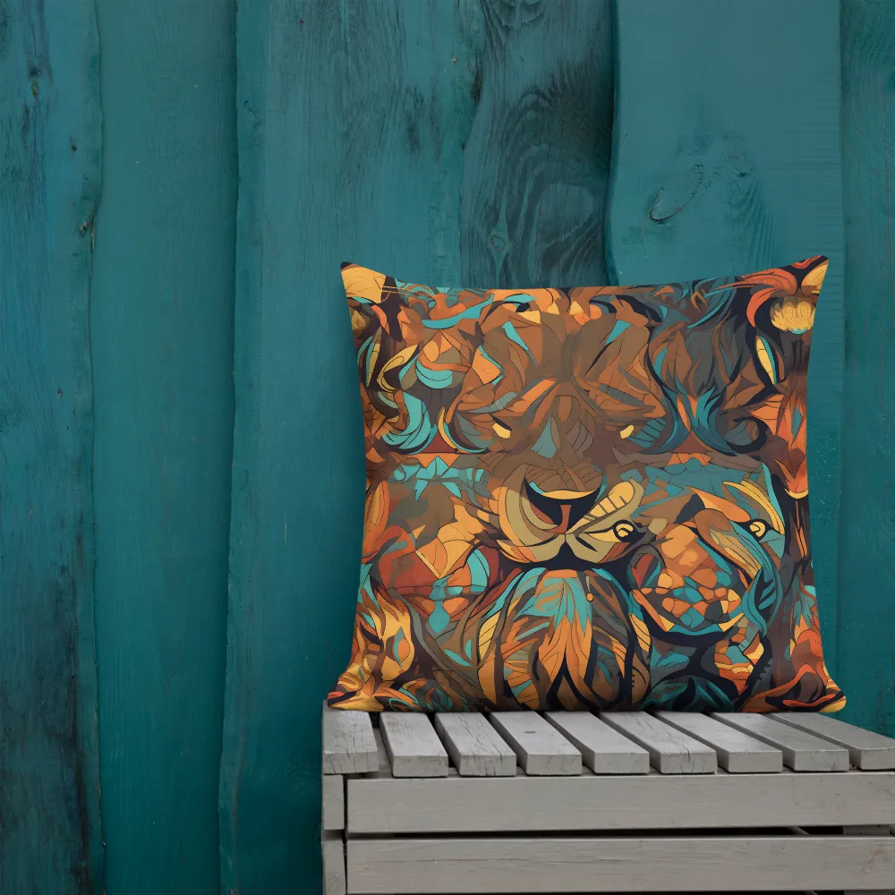 Fierce Royalty: A Geometric Exploration of Lions | Pillow | 22″×22″