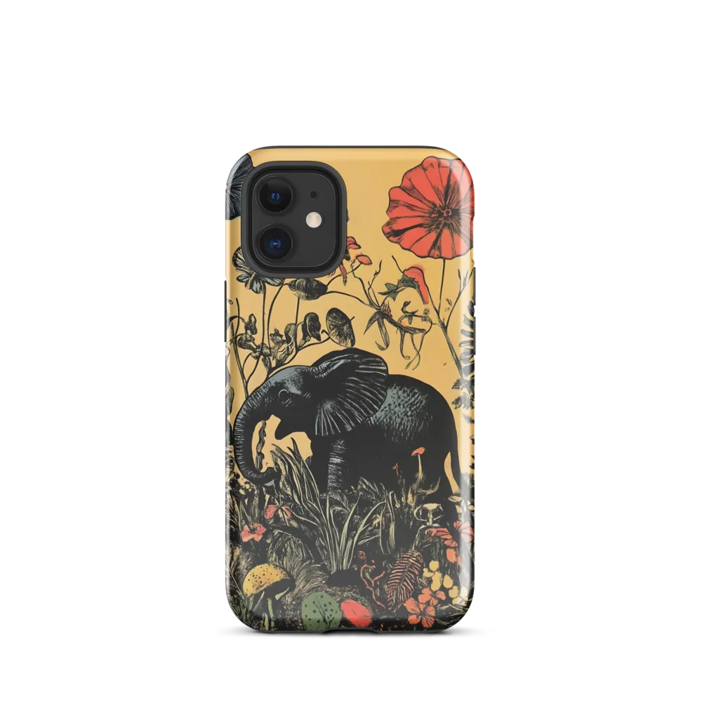 Floral Majesty: The Elephant's Sanctuary | Phone Case |  12 mini | Tough Case | Glossy