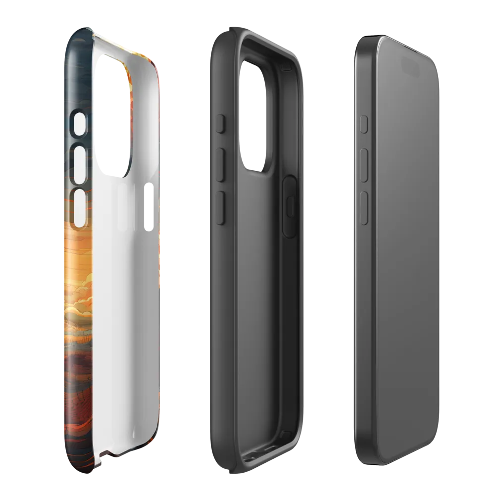 Ethereal Sunset: A Serene Landscape in Flowing Forms | Phone Case |  15 Pro | Tough Case | Glossy