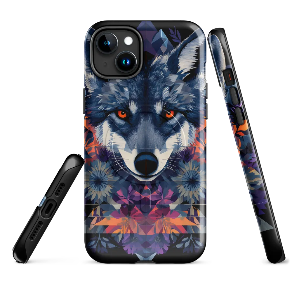 Mystical Wolf Amidst Floral Geometry