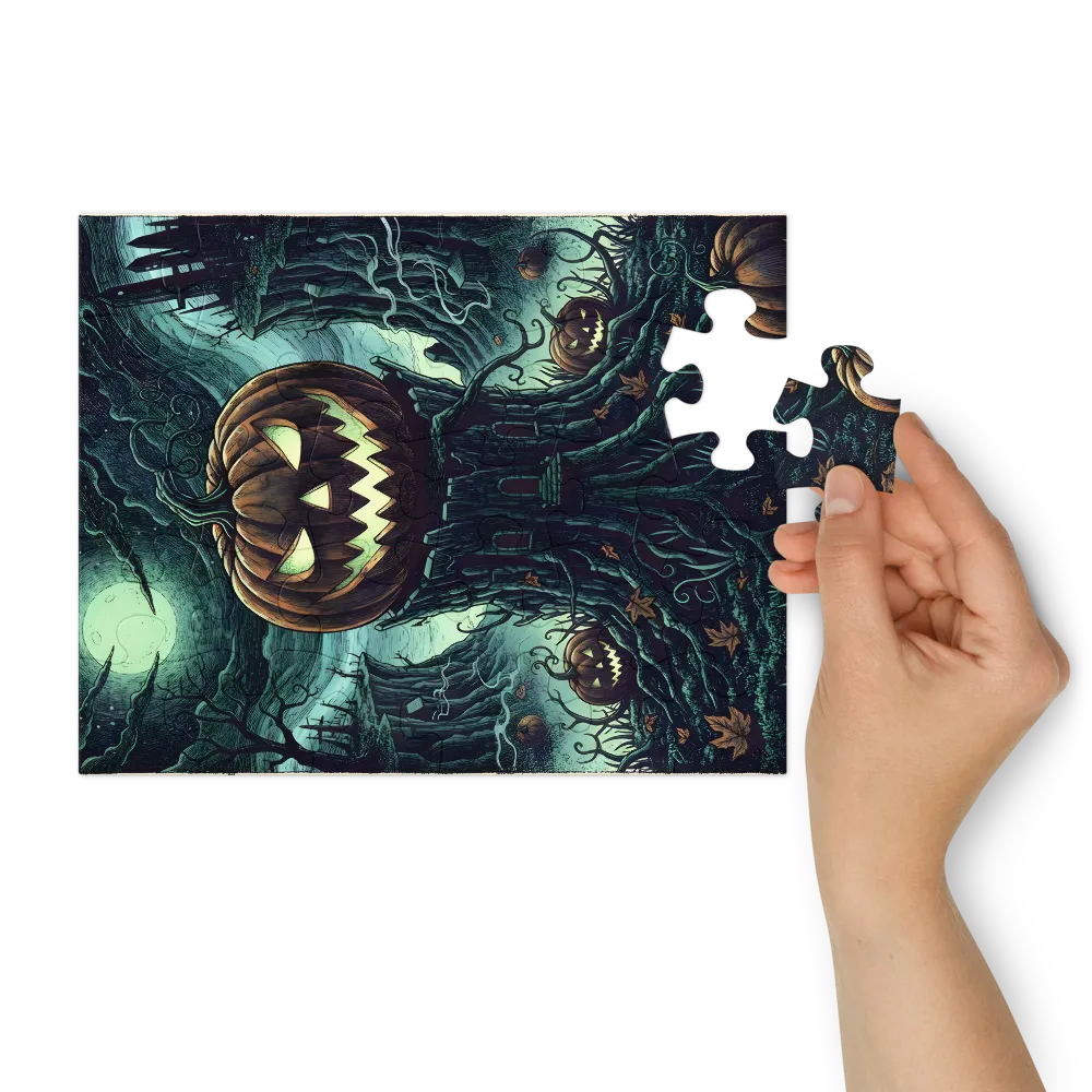 Moonlit Jack-o'-Lantern 
 Jigsaw Puzzle in Tin Box