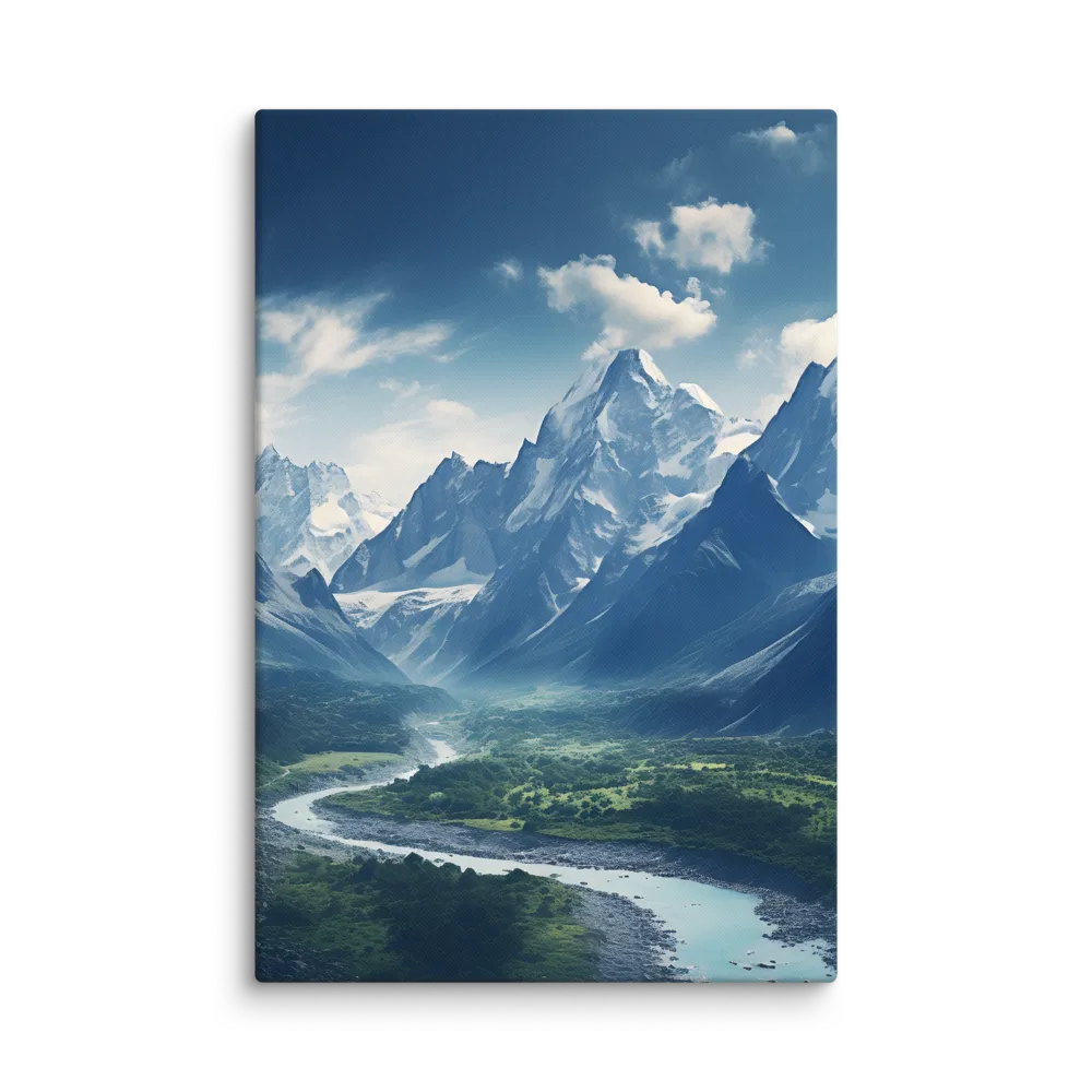 Majestic Serenity: A Landscape of Mountains and Rivers | Canvas | 16″×24″