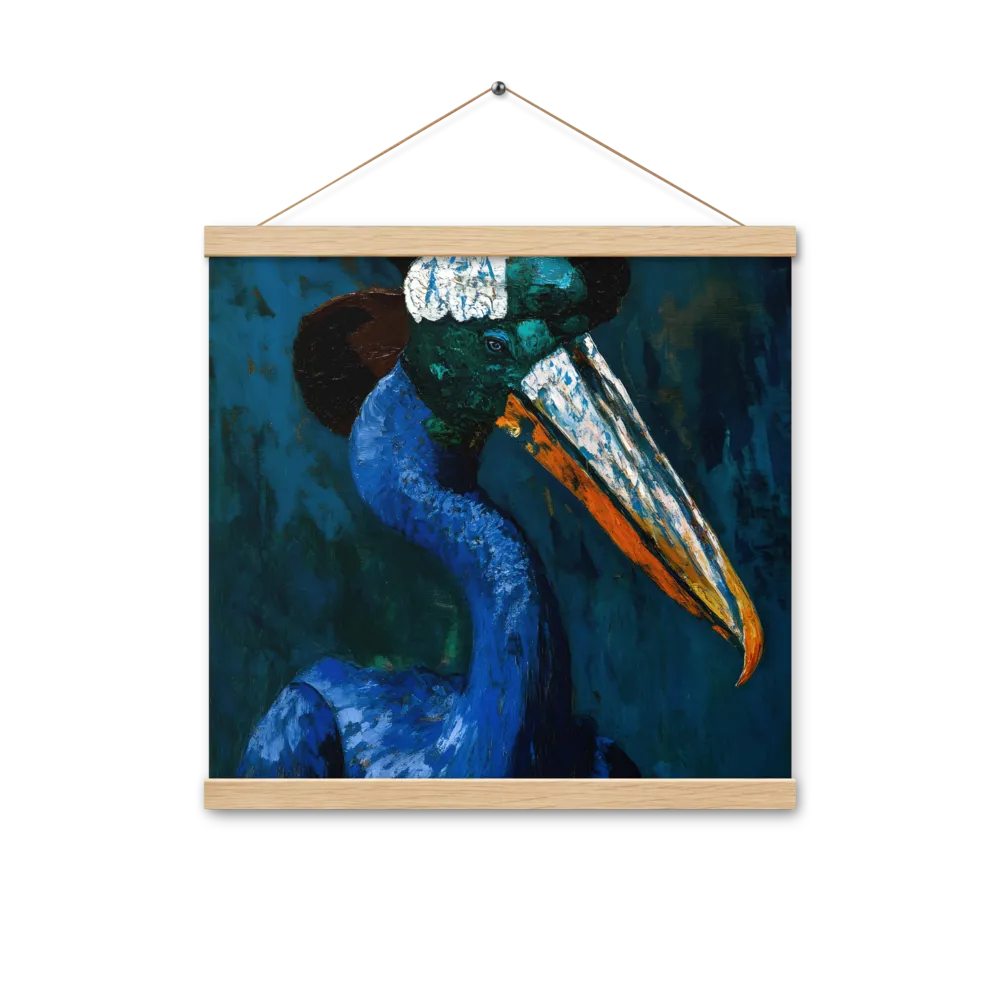 Majestic Absurdity: The Hat-Wearing Bird | Poster With Oak Wood Hanger | 16″×16″