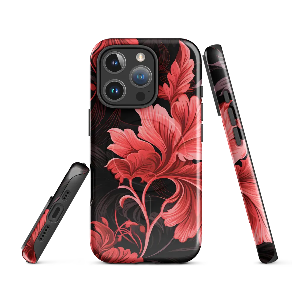Tropical Elegance in Red | Phone Case |  16 Pro | MagSafe® Tough Case | Glossy