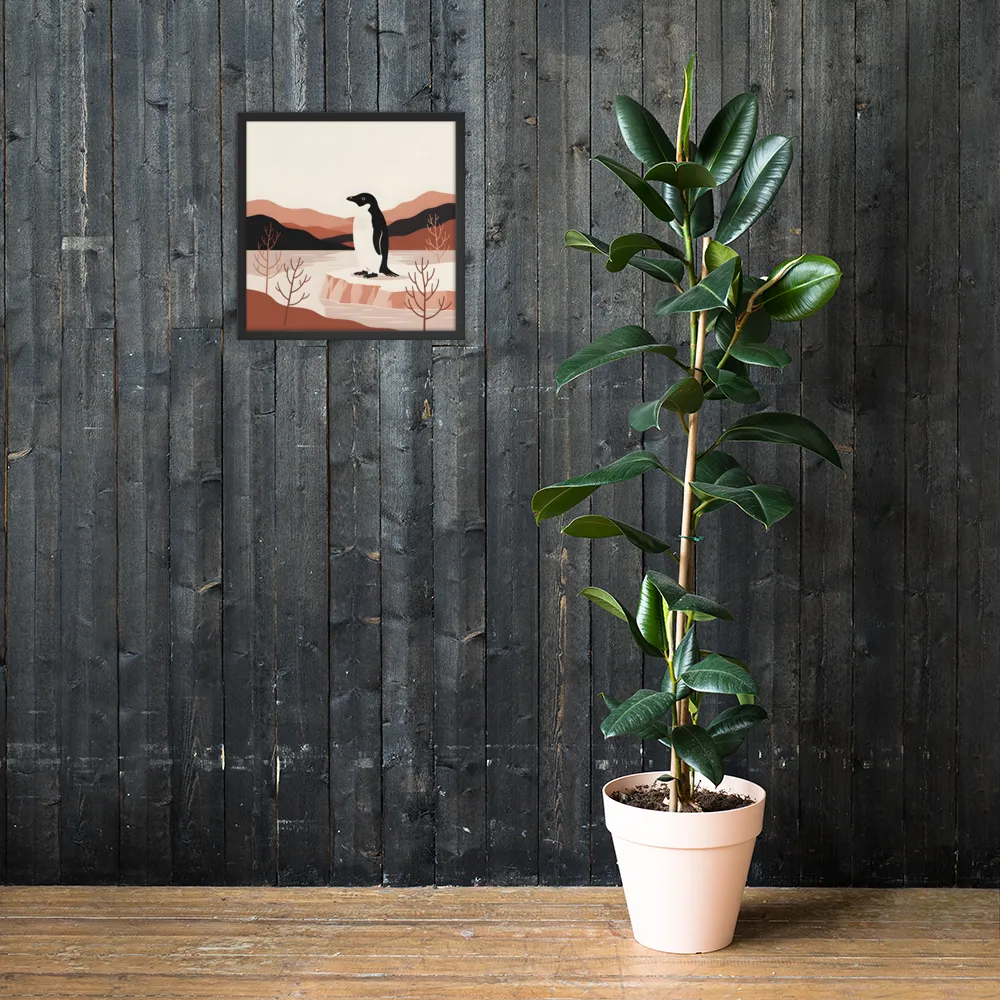 Penguin on Ice Floe 
 Poster with Black Frame | 18″x 18″