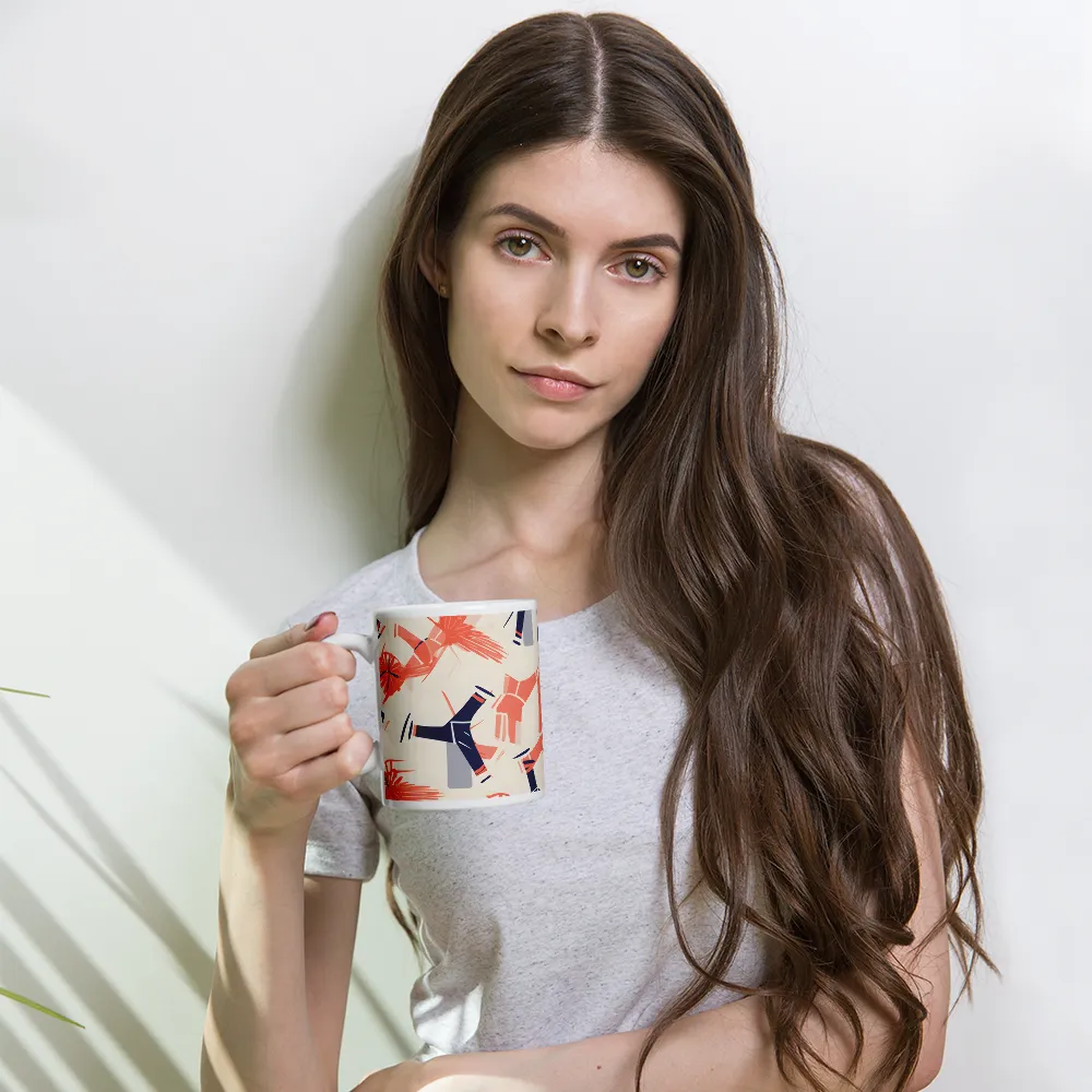 Whimsical Patterns of Nature and Femininity | Mug with White inside | 11 oz